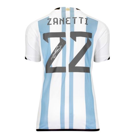 Javier Zanetti Signed Argentina Shirt - 2022-23, Number 22