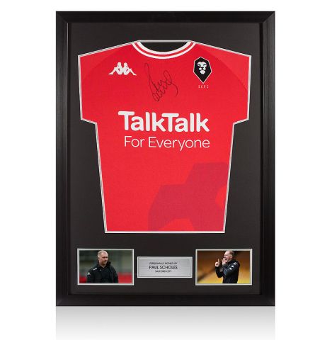 Framed Paul Scholes Signed Salford City Shirt - 2021-22 Home
