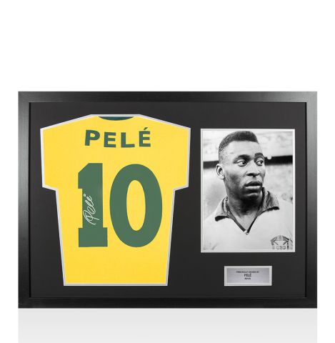 Framed Pele Signed Brazil Shirt, Number 10 - Panoramic