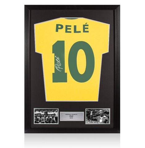 Framed Pele Signed Brazil Shirt, Number 10