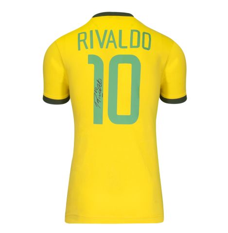 Rivaldo Signed Brazil Shirt: Home, Retro