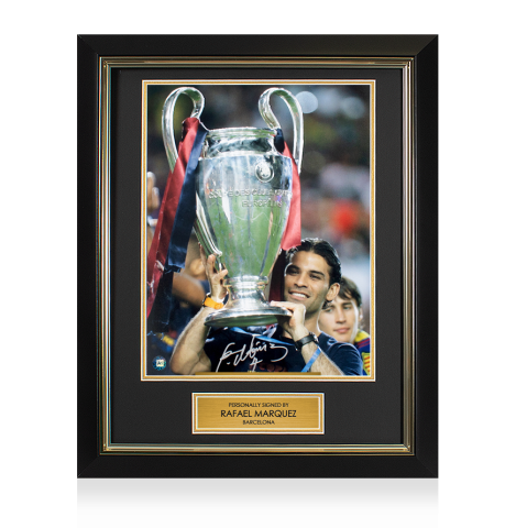 Framed Rafael Marquez Signed Barcelona Photo - 2009 Champions League Winner: Trophy Winners Range