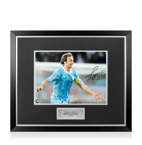 Premium Framed Diego Lugano Signed Uruguay Photo