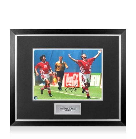 Premium Framed Hristo Stoichkov Signed Bulgaria Photo: 1994 World Cup Top Goalscorer