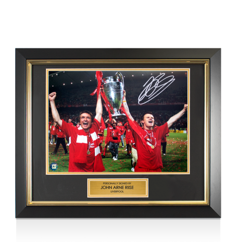Framed John Arne Riise Signed Liverpool Photo - 2005 Champions League Winner: Trophy Winners Range