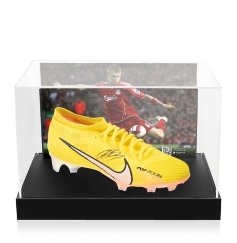 John Arne Riise Signed Boot: Nike - In Acrylic Photo Display Case