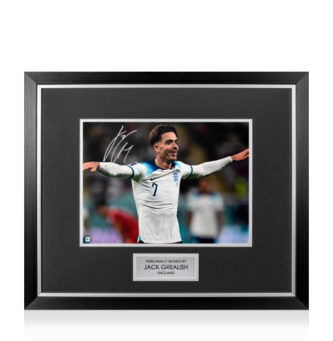 Premium Framed Jack Grealish Signed England Photo: World Cup Celebration