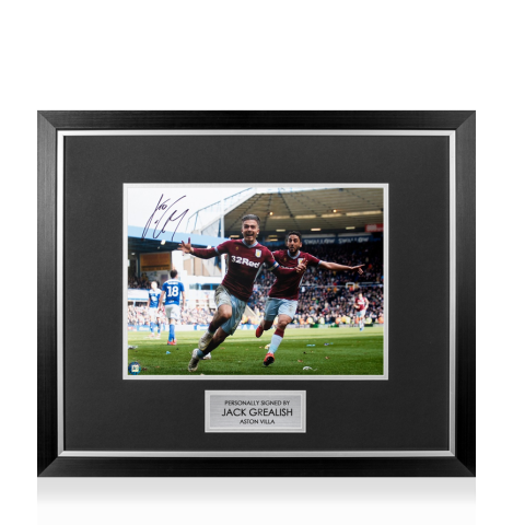 Premium Framed Jack Grealish Signed Aston Villa Photo: Birmingham Derby Goal Celebration