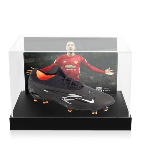 Zlatan Ibrahimovic Signed Boot: Nike - In Acrylic Photo Display Case