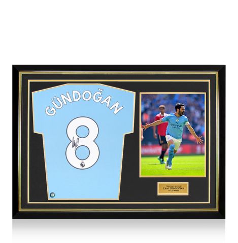 Ilkay Gundogan Signed Manchester City Shirt: Home, 2021-22 - Framed FA Cup Winner Edition