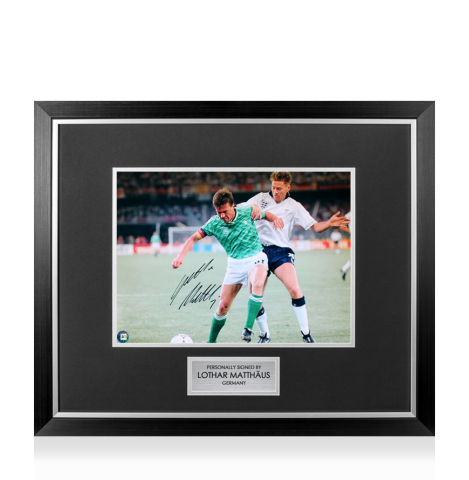 Premium Framed Lothar Matthaus Signed Germany Photo: 1990 World Cup Semi-Final