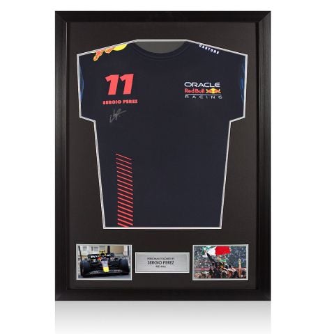 Framed Sergio Perez Signed Red Bull Racing Shirt