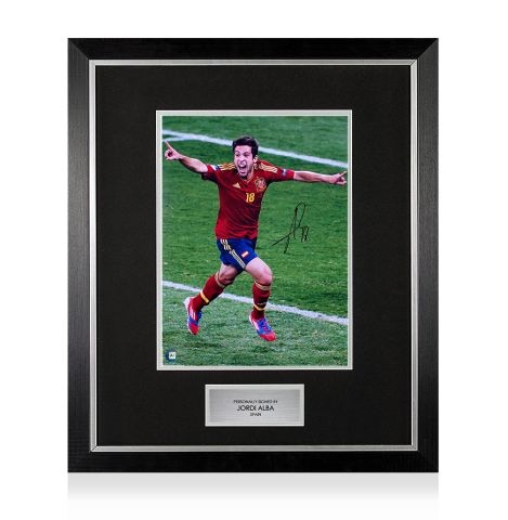 Premium Framed Jordi Alba Signed Spain Photo: 2012 UEFA Euro 2012 Final Goal