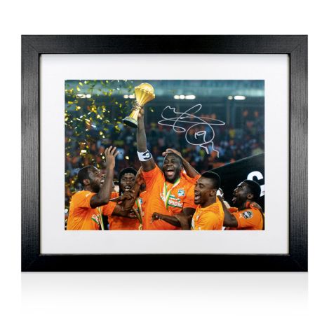 Framed Yaya Toure Signed Ivory Coast Photo: 2015 Africa Cup of Nations Winner