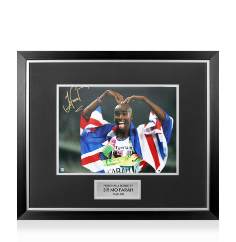 Premium Framed Sir Mo Farah Signed Photo: MoBot