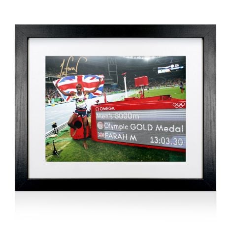 Framed Sir Mo Farah Signed Photo: Rio 2016 Gold