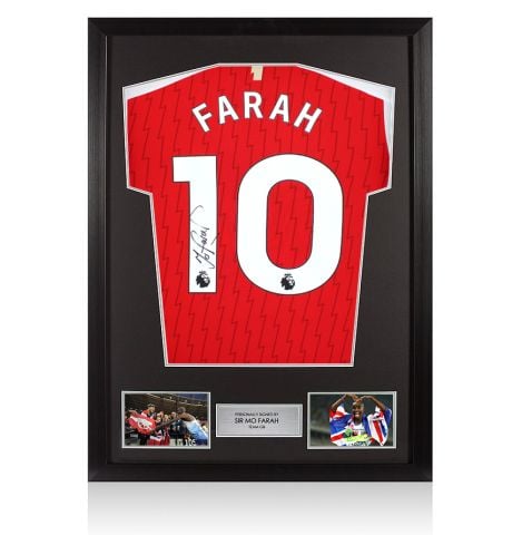 Framed Sir Mo Farah Signed Arsenal Shirt: Home, 2023-24