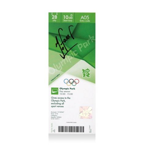 Sir Mo Farah Signed Ticket: London 2012 Tickets Olympic Park Access