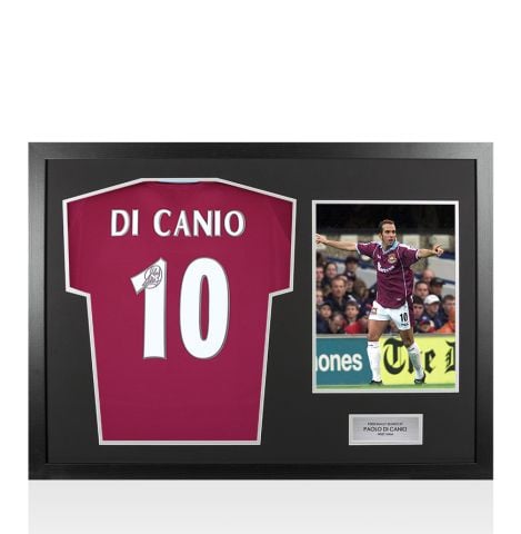 Framed Paolo Di Canio Signed West Ham United Shirt: Home, 2000-01 - Panoramic