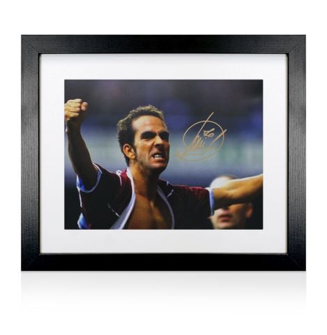 Framed Paolo Di Canio Signed West Ham Photo: Ripped Shirt Celebration