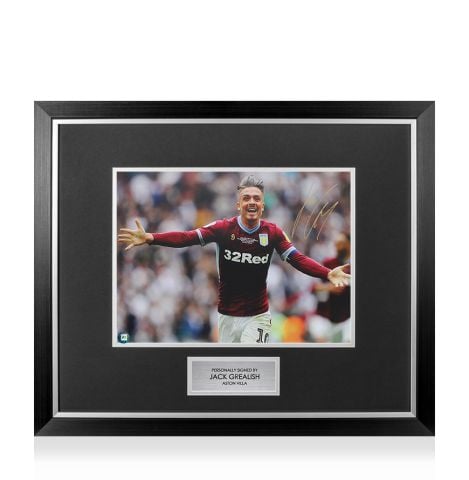 Premium Framed Jack Grealish Signed Aston Villa Photo: Promotion Celebration