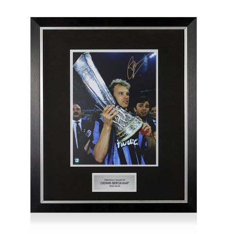 Premium Framed Dennis Bergkamp Signed Inter Milan Photo: UEFA Cup Winner 