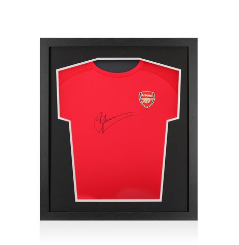 Framed Dennis Bergkamp Front Signed Arsenal T-Shirt - Compact