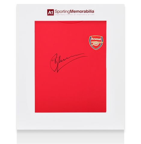 Dennis Bergkamp Front Signed Arsenal T-Shirt - Gift Box