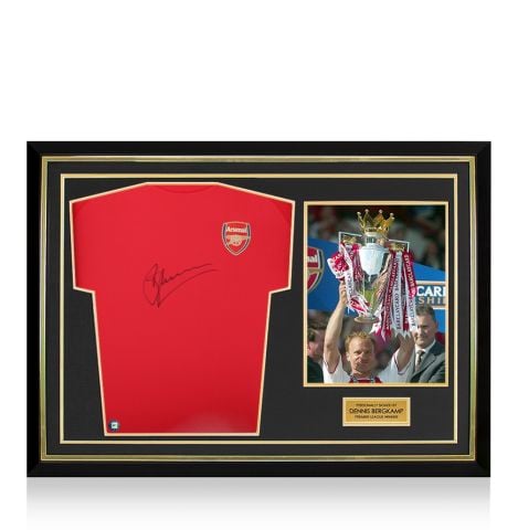 Dennis Bergkamp Front Signed Arsenal T-Shirt: Premier League Winner Edition