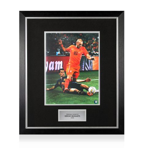 Premium Framed Sergio Busquets Signed Spain Photo: FIFA World Cup Final 