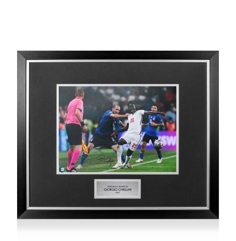 Premium Framed Giorgio Chiellini Signed Italy Photo: UEFA Euro 2020 vs England