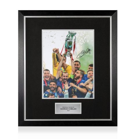 Premium Framed Giorgio Chiellini Signed Italy Photo: UEFA Euro 2020 Winner