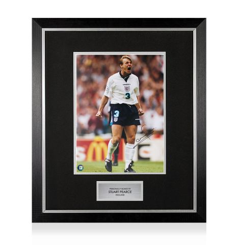 Premium Framed Stuart Pearce Signed England Photo: EURO 96 Penalty 