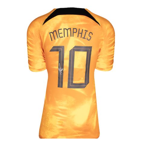 Memphis Depay Signed Netherlands Shirt: Home, 2022-23
