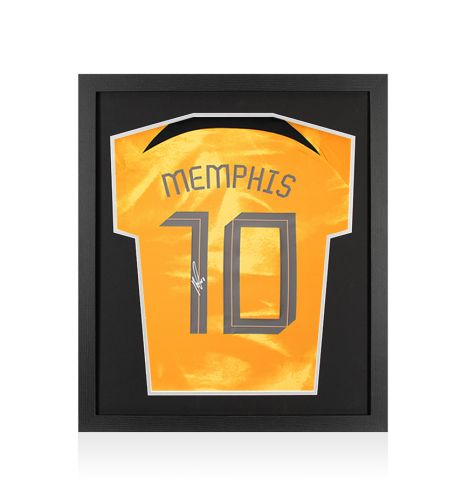 Framed Memphis Depay Signed Netherlands Shirt: Home, 2022-23 - Compact