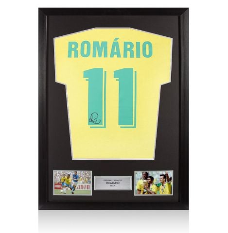 Framed Romario Signed Brazil Shirt: Home, 1970-71