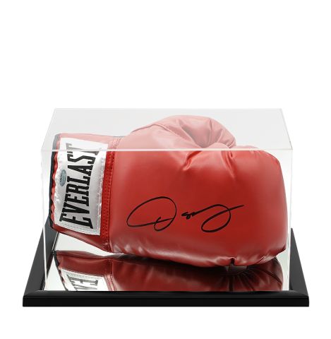 Oscar De La Hoya Signed Boxing Glove: Everlast, Red - In Acrylic Display Case