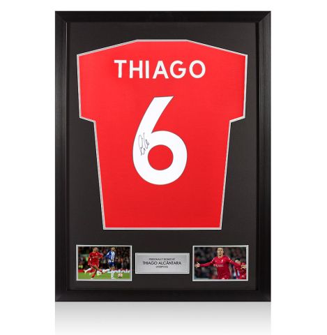 Framed Thiago Alcantara Signed Liverpool T Shirt