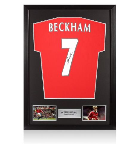 Framed Sir David Beckham Signed Manchester United Shirt: Home, 1999-00