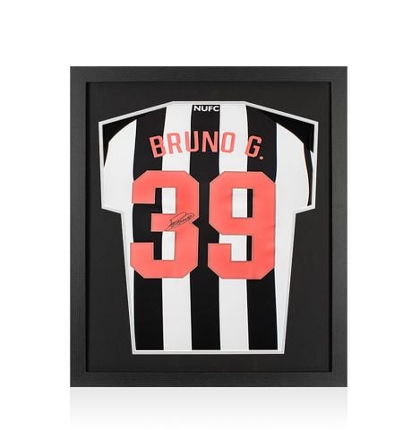 Framed Bruno Guimaraes Signed Newcastle United Shirt: Home, 2023-24 - Compact