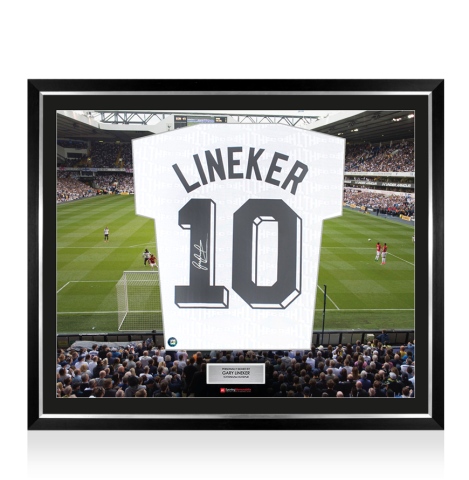 Framed Gary Lineker Signed Tottenham Hotspur Shirt: Home, 1991 FA Cup Semi Final - The Stadium Collection