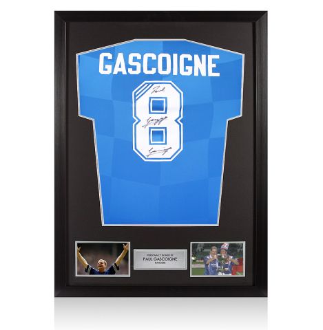 Framed Paul Gascoigne Signed Rangers Shirt: Home, 2016-17