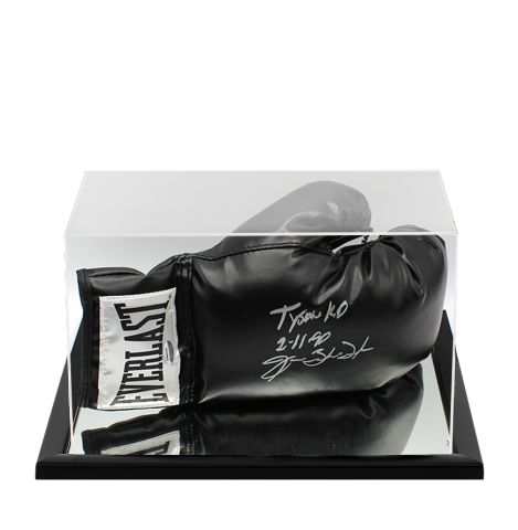 James Buster Douglas Signed Boxing Glove: Everlast, Black - In Acrylic Display Case