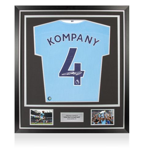 Framed Vincent Kompany Signed Manchester City Shirt: Home, 2020-21 - Premium