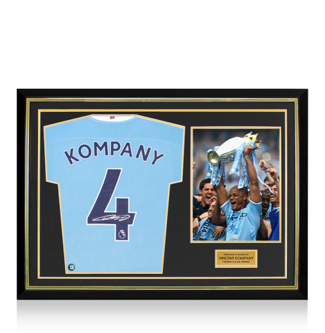Vincent Kompany Back Signed Manchester City 2020-21 Home Shirt: Premier League Winner Edition