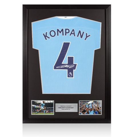 Framed Vincent Kompany Signed Manchester City Shirt: Home, 2020-21
