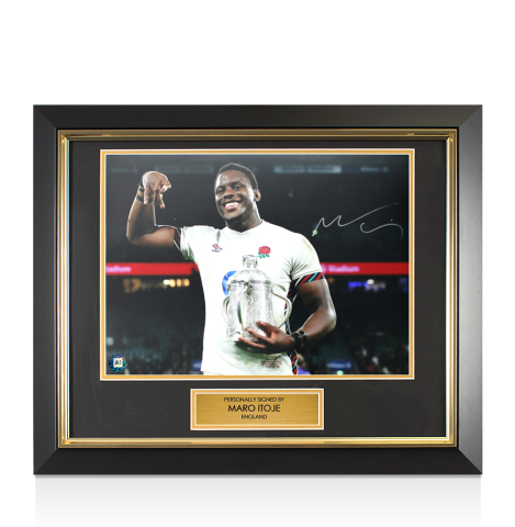 Framed Maro Itoje Signed England Photo - 2025 Calcutta Cup Winners: Trophy Winners Range