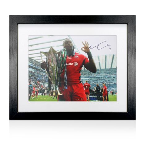 Framed Maro Itoje Signed Saracens Photo: 2019 Champions Cup Winner