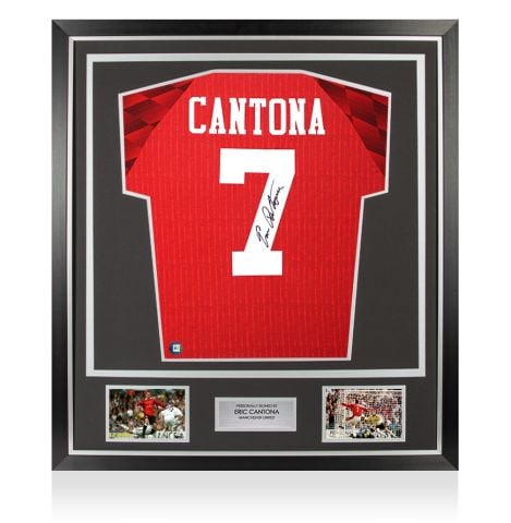 Framed Eric Cantona Signed Manchester United Shirt: Home, 1996-97 - Premium