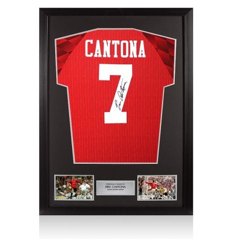 Framed Eric Cantona Signed Manchester United Shirt: Home, 1996-97